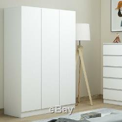 White Matt 3 Dr Wardrobe. Modern No-Handle Design White Matt Bedroom Furniture