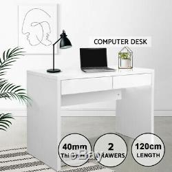 White Modern Computer Desk Laptop PC Desktop Table Workstation Office 2 Drawers