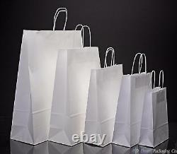 White Paper Bags Twist Handle Party and Gift Carrier / Paper Bags With Handles