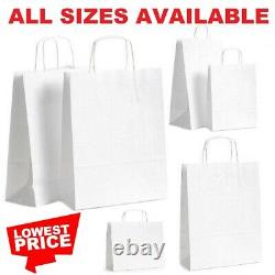 White Paper Bags With Handles Large Small 100 50 10 Party Gift Sweet Carrier Sos