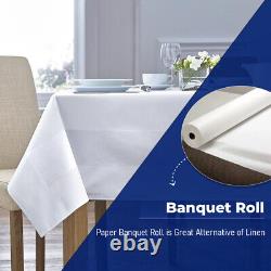 White Paper Banquet Roll Disposable Table Cloths Cover for Weddings 25m x 1.14m