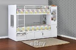 White Platinum Bunk Bed With Storage New Childrens Beds Drawers & Cupboards