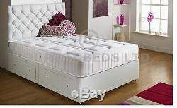 White Quilted Memory Foam Bed Divan Mattress Headboard 6ft 5ft 4ft6 Double