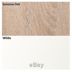 White & Sonoma Oak Effect 2 Door TV Cabinet Plasma Low Bench Stand 140cm Unit