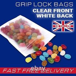 White Strong Grip Plastic Resealable Self Seal Polythene Bags All Sizes