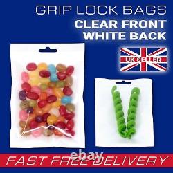 White Strong Grip Plastic Resealable Self Seal Polythene Bags All Sizes