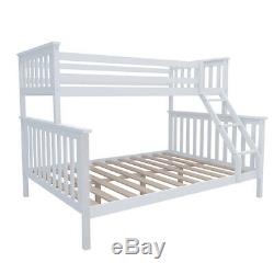White Triple Sleeper Bunk Bed Solid Wooden Bed Frame for Children Adults UK