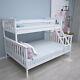 White Triple Sleeper Pine Wood Bunk Bed Frame Sturdy For Adult Kids Children Uk