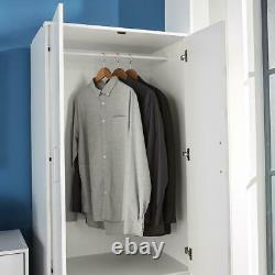 White Wardrobe 2 Door 3 Drawer with Hanging Rail and Storage Shelf Bedroom Unit