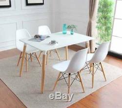 White Wood dining table and 4 white Chairs kitchen dining room furniture