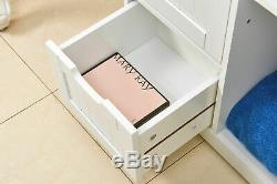 White Wooden 4 Drawer Bathroom Storage Cupboard Cabinet Free Standing Unit Bath