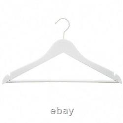 White Wooden Coat Hangers Suit Garments Clothes Wood Hanger Trouser Bar Set Zeno