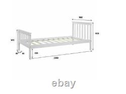 White Wooden Single Bed Frame With Mattress Option Solid Pine Wood Brand New