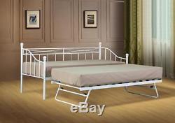 White or Black Paris Metal Daybed, guest bed with trundle mattress option