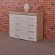 Wide Chest Of 4+4 Drawers In White & Sonoma Oak Effect Bedroom Furniture 8 Draw