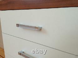 Wide Chest of 4+4 Drawers in White & Walnut Bedroom Furniture 8 Drawer NEW