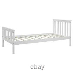 Wooden Bed Frame Solid Pine White Double King Single Size Shaker Style