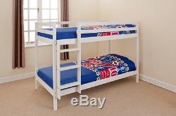 Wooden Bunk Bed children Kids 2ft6 Shorty in White or Natural Pine Small Single