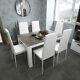 Wooden Dining Table Set Grey&white With 6 Faux Leather Chairs Modern Furniture