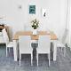 Wooden Dining Table Set Oak And White 6 Faux Leather Chairs Kitchen Furniture
