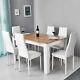 Wooden Dining Table Set With6 Faux Leather Chairs Seat Kitchen Furniture Oak&white