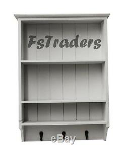 Wooden French Vintage Shelf Unit With Drawer Shabby Chic Wall Storage Unit White