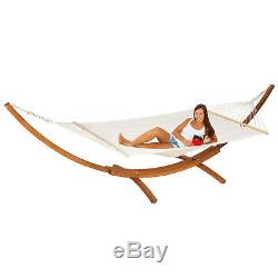 XXL Pine Wooden Double Hammock With Solid Arc Frame Stand Bed Sun Garden Lounger