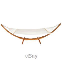 XXL Pine Wooden Double Hammock With Solid Arc Frame Stand Bed Sun Garden Lounger