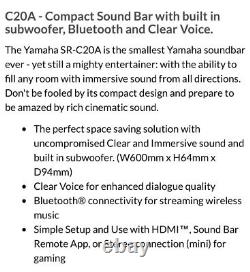Yamaha SR C20A soundbar Audio/Visual Brand new white