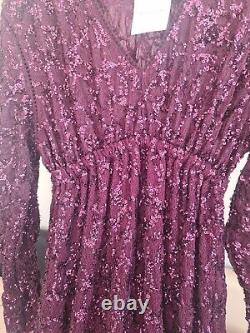 Zara sequin dress Small plum sequin beaded maxi/midi brand new lined full sleeve