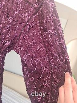 Zara sequin dress Small plum sequin beaded maxi/midi brand new lined full sleeve